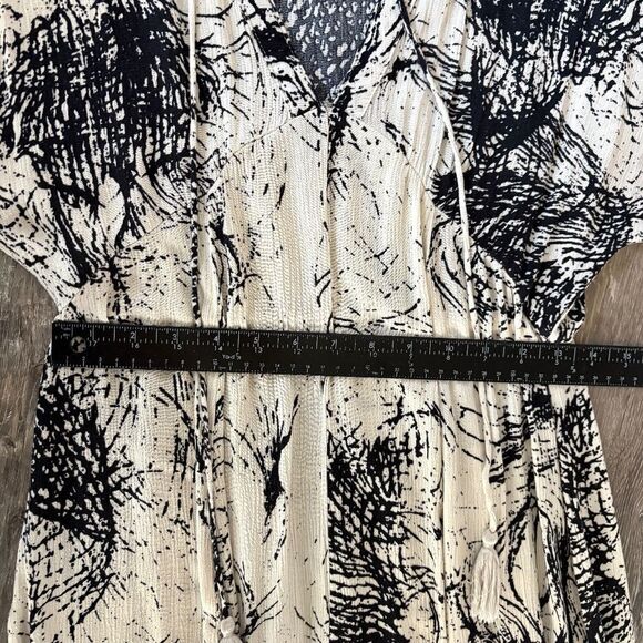 En Créme V Neck Splatter Print Shark Bite Dress Size Small Boho Funky Y2K Size S - Picture 11 of 14
